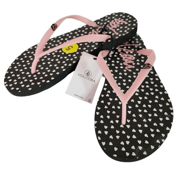 Volcom Girls Pink Rocking Solid Flip Flops (Size 5) - Picture 1 of 8
